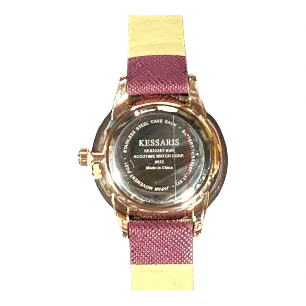 Kessaris Burgundy Rhinestone Watch | New Battery‎ | NWT